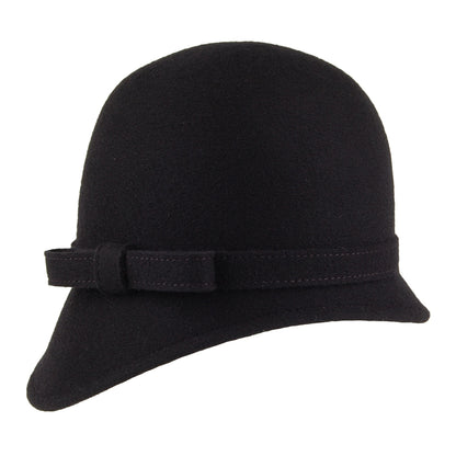 Chapeau Cloche en Laine avec Noeud Harper noir WHITELEY