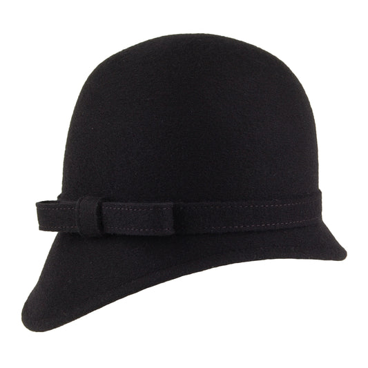 Chapeau Cloche en Laine avec Noeud Harper noir WHITELEY