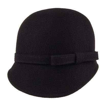 Chapeau Cloche en Laine avec Noeud Harper noir WHITELEY
