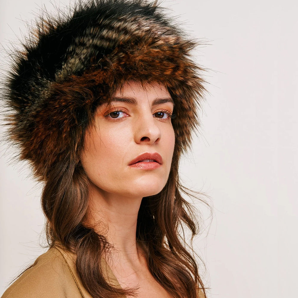 Chapeau Calot Femme Hiver en Fausse Fourrure brun caille HELEN MOORE