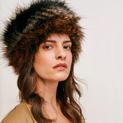 Chapeau Calot Femme Hiver en Fausse Fourrure brun caille HELEN MOORE
