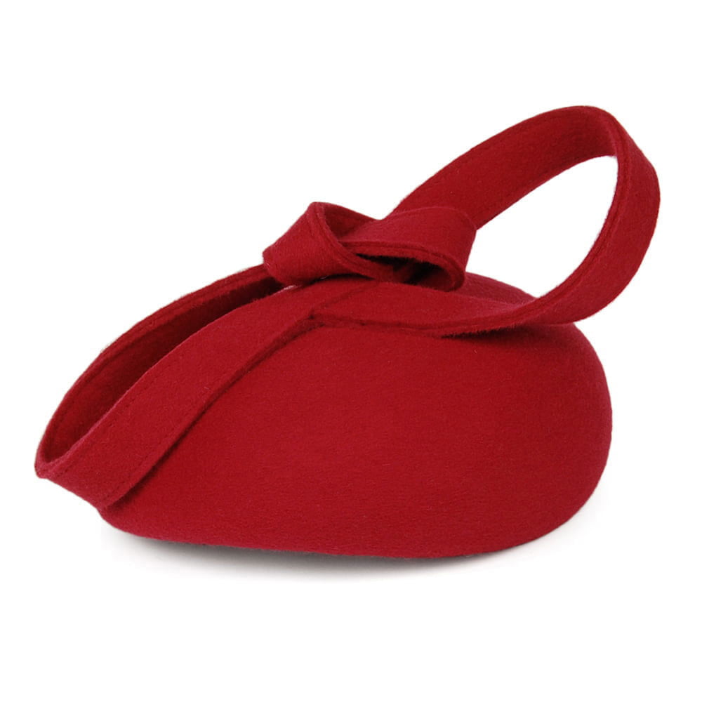 Chapeau Calot avec Boucles Carlita en Laine rouge WHITELEY