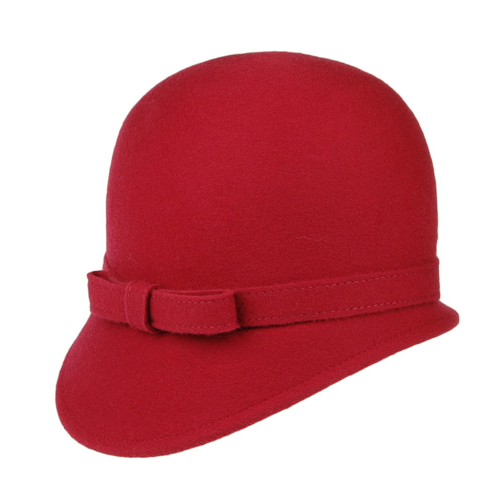 Chapeau Cloche en Laine avec Noeud Harper rouge WHITELEY