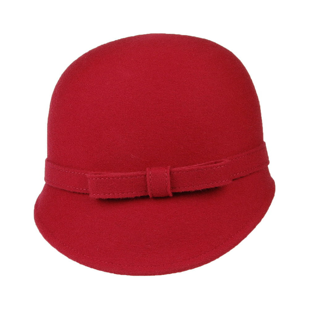 Chapeau Cloche en Laine avec Noeud Harper rouge WHITELEY