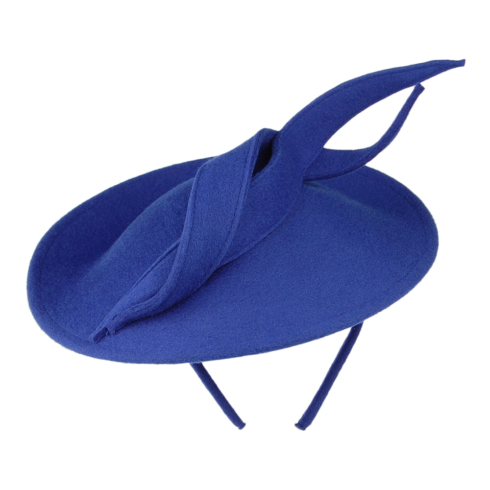 Chapeau Bibi Disque en Laine avec Boucles Luna bleu roi WHITELEY