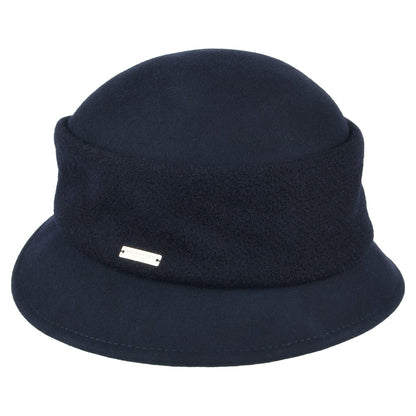 Chapeau Cloche en Laine Feutrée bleu marine SEEBERGER
