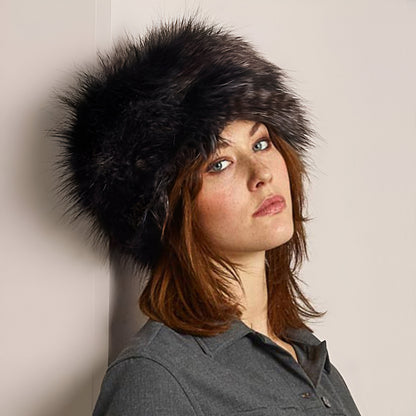 Chapeau Calot Femme Hiver en Fausse Fourrure noir caille HELEN MOORE