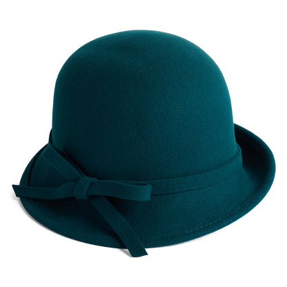 Chapeau Cloche en Laine Feutrée avec Nœud bleu sarcelle FAILSWORTH