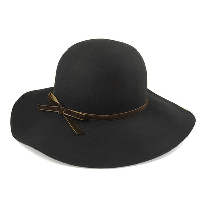 Chapeau Capeline en Laine Vintage noir SUR LA TÊTE