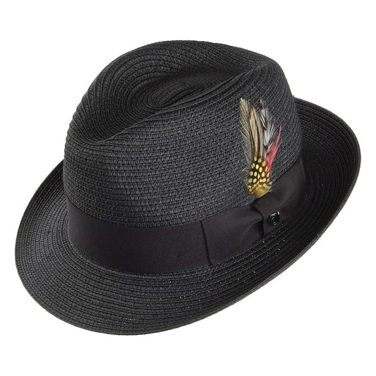 Chapeau Trilby en Paille Pinch Crown noir JAXON & JAMES