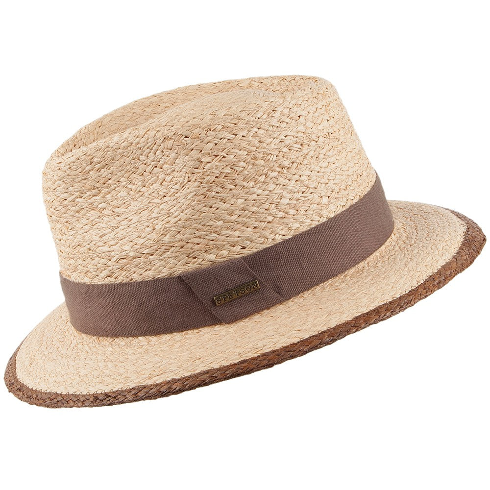 Chapeau Fedora en Raphia Teadrop naturel STETSON
