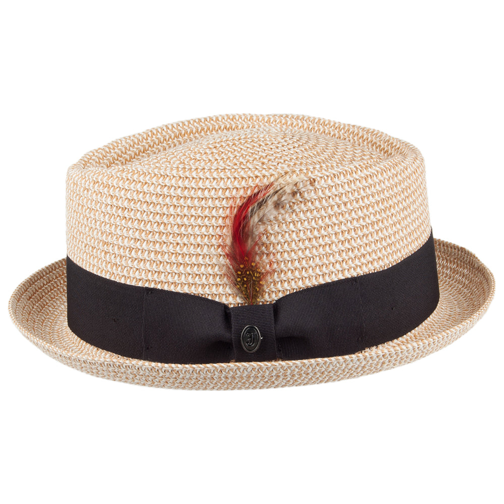 Chapeau Pork Pie Diamond Crown en Paille Toyo Tressée naturel JAXON & JAMES