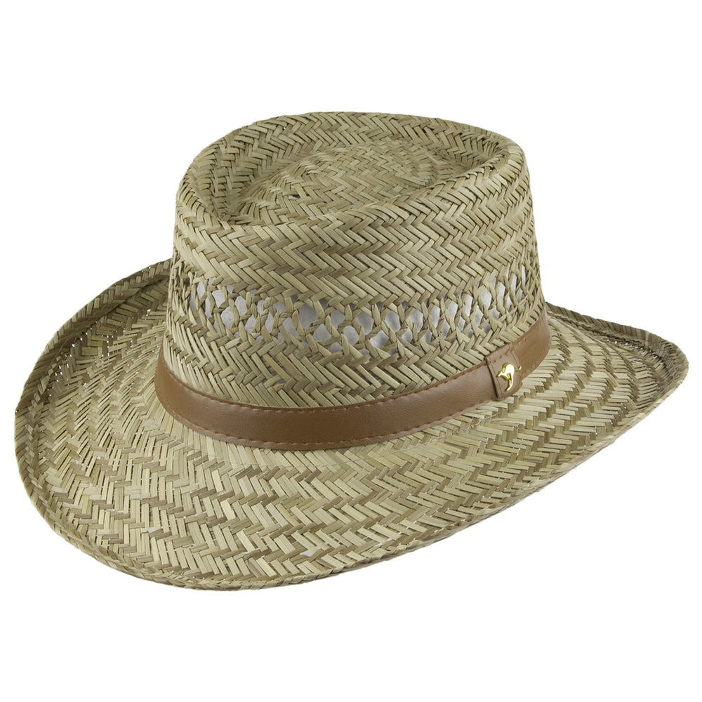 Chapeau Gambler en Paille Rush naturel DORFMAN PACIFIC