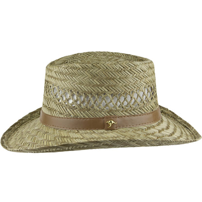 Chapeau Gambler en Paille Rush naturel DORFMAN PACIFIC