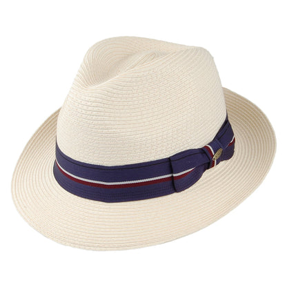 Chapeau Fedora en Paille Toyo Tressage Fin Drums naturel-indigo SCALA