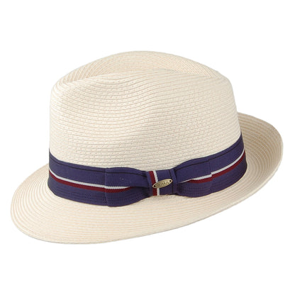Chapeau Fedora en Paille Toyo Tressage Fin Drums naturel-indigo SCALA