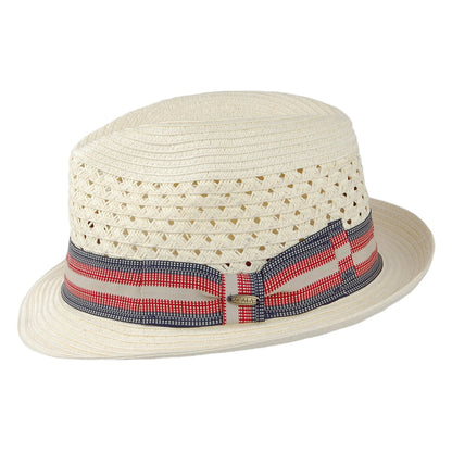 Chapeau Fedora en Papier Tressé Ventilé Baytown ivoire SCALA