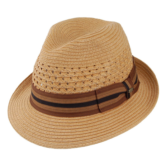 Chapeau Fedora en Papier Tressé Ventilé Baytown thé SCALA