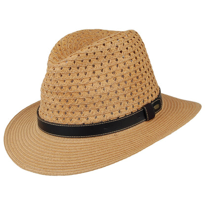 Chapeau Fedora Safari en Papier Tressé thé SCALA