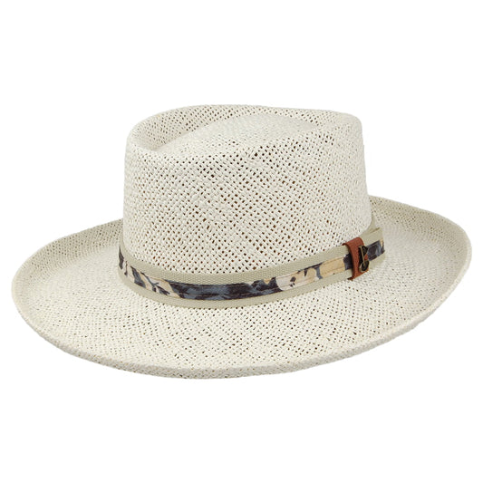 Chapeau Gambler de Golf en Paille naturel-bleu SCALA