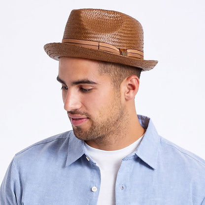 Chapeau Trilby en Paille Castor toffee BRIXTON