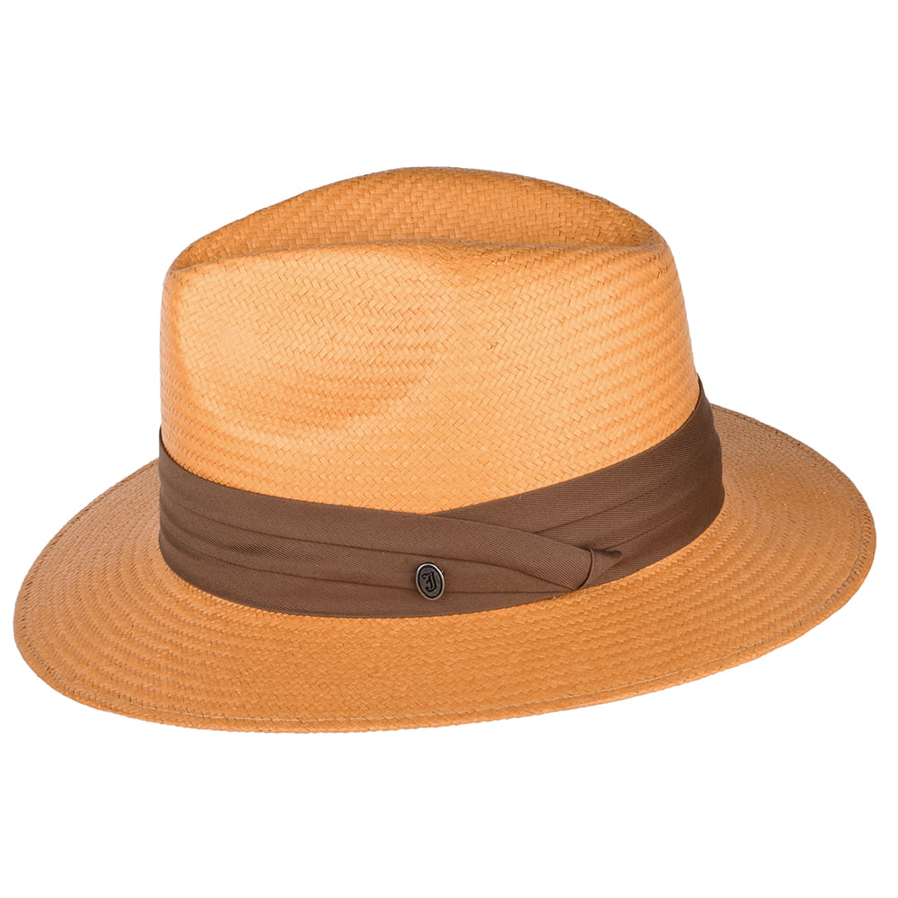 Chapeau Fedora Safari en Paille Toyo beige sable avec Bandeau marron JAXON & JAMES