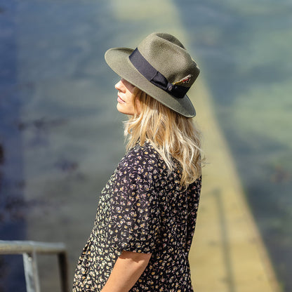 Chapeau Fedora Été en Paille Summer C- Crown olive JAXON & JAMES