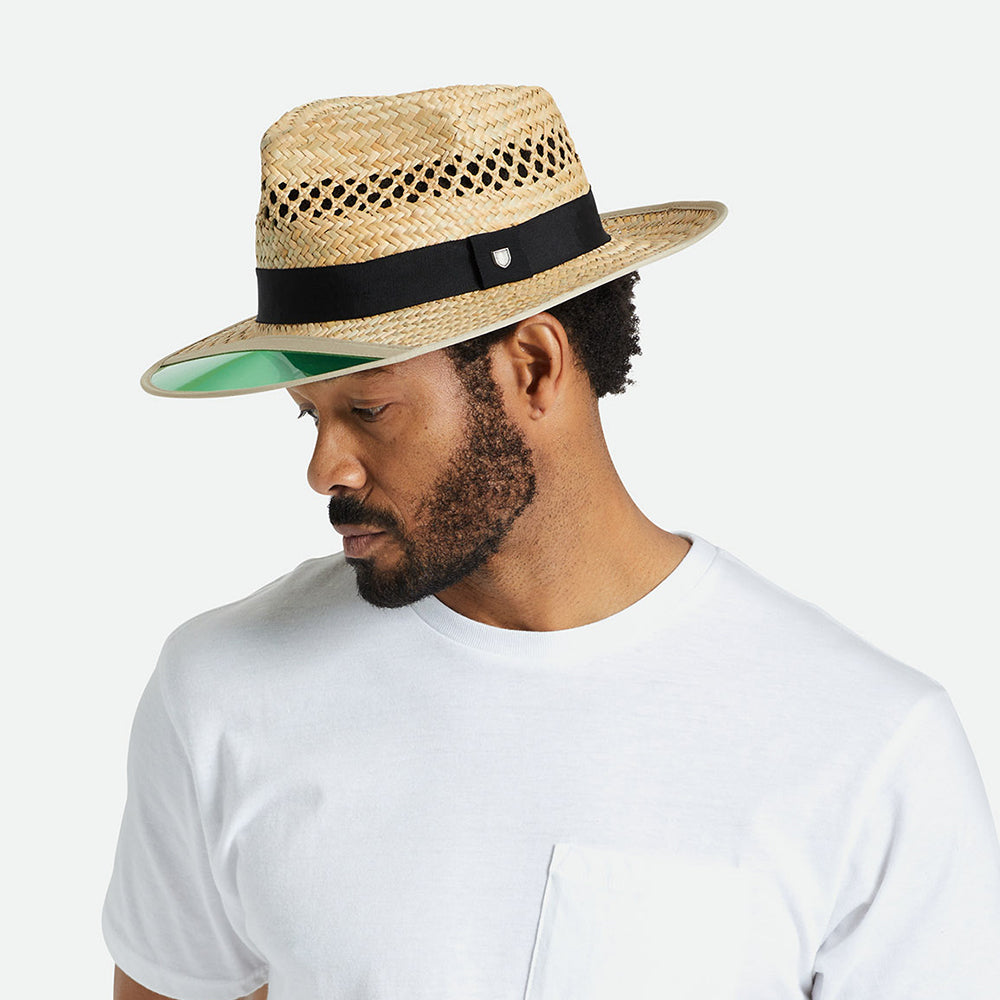 Chapeau Fedora en Paille Hunter beige sable BRIXTON