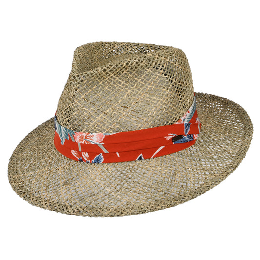 Chapeau Fedora en Jonc de Mer Aloha naturel-orange BRIXTON