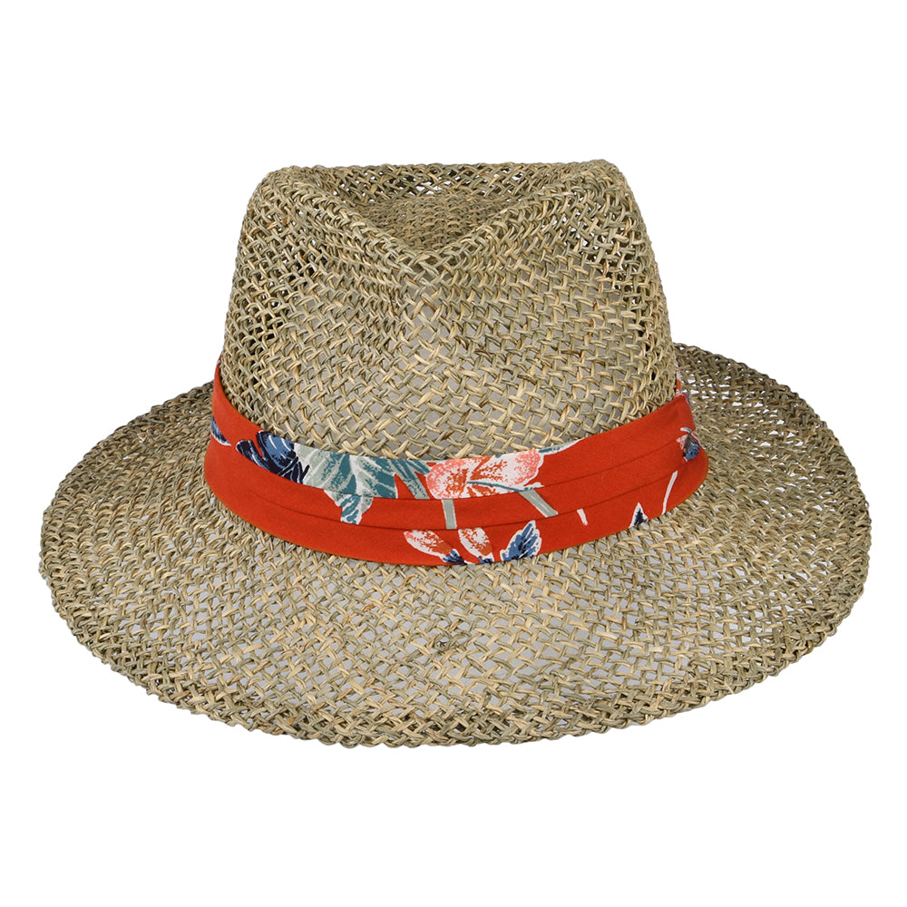 Chapeau Fedora en Jonc de Mer Aloha naturel-orange BRIXTON