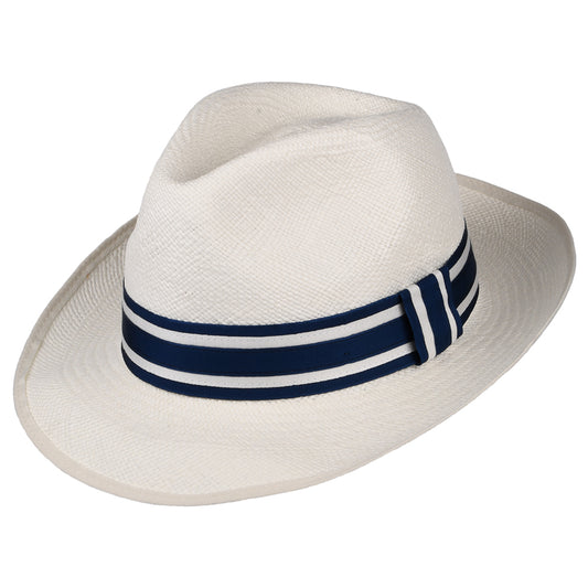 Chapeau Fedora Panama avec Bandeau à Rayures Ascot Striatus Preset décoloré CHRISTYS