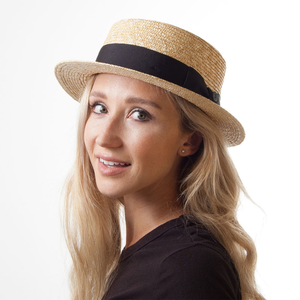 Chapeau Canotier en Paille avec Bandeau Noir naturel JAXON & JAMES