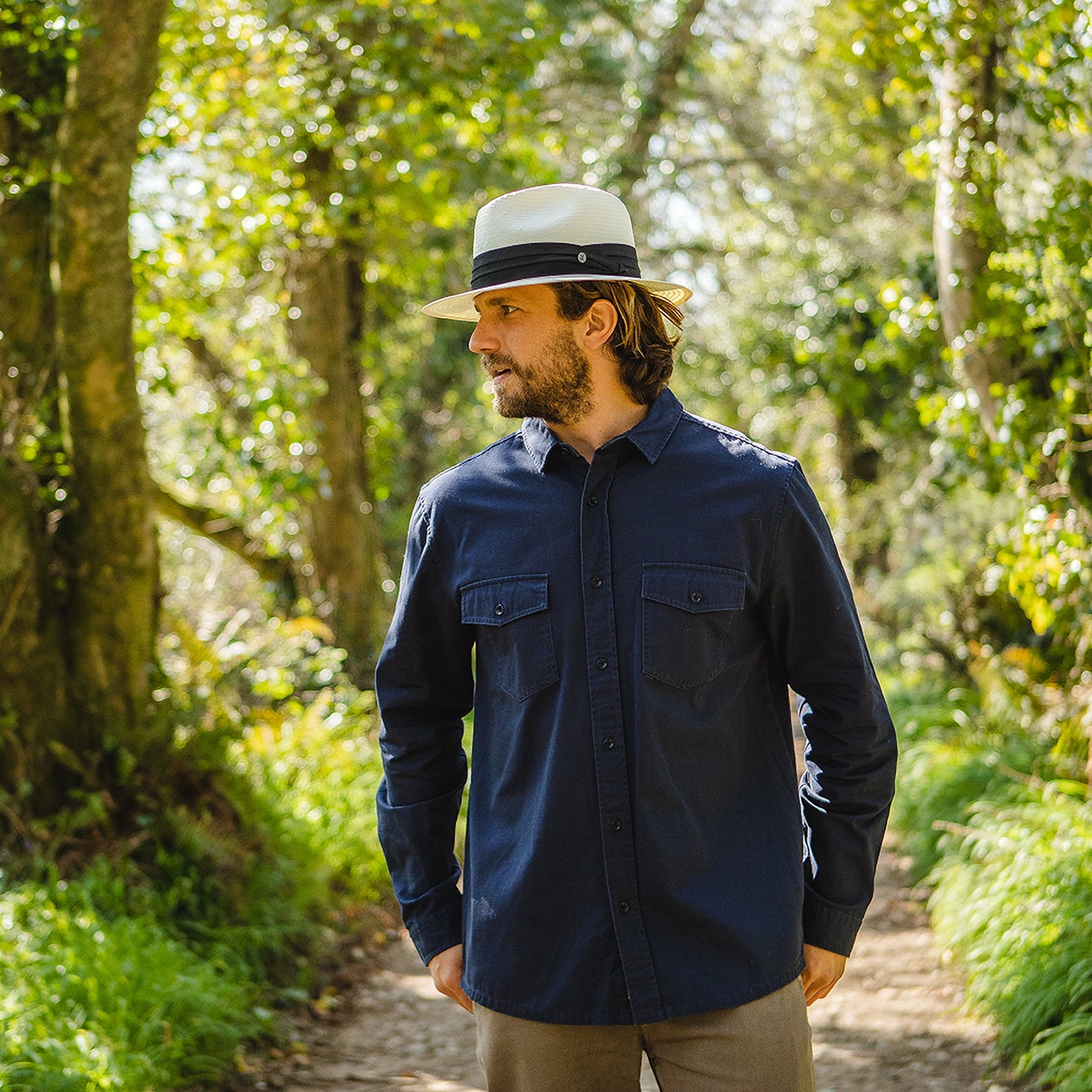 Chapeau Fedora Safari en Paille Toyo ivoire avec Bandeau noir JAXON & JAMES
