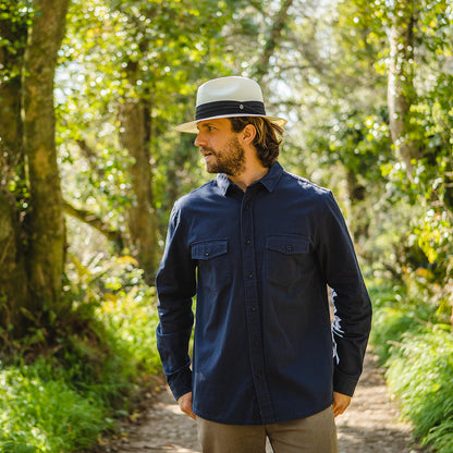 Chapeau Fedora Safari en Paille Toyo ivoire avec Bandeau noir JAXON & JAMES