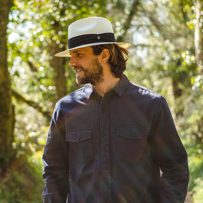 Chapeau Fedora Safari en Paille Toyo ivoire avec Bandeau noir JAXON & JAMES
