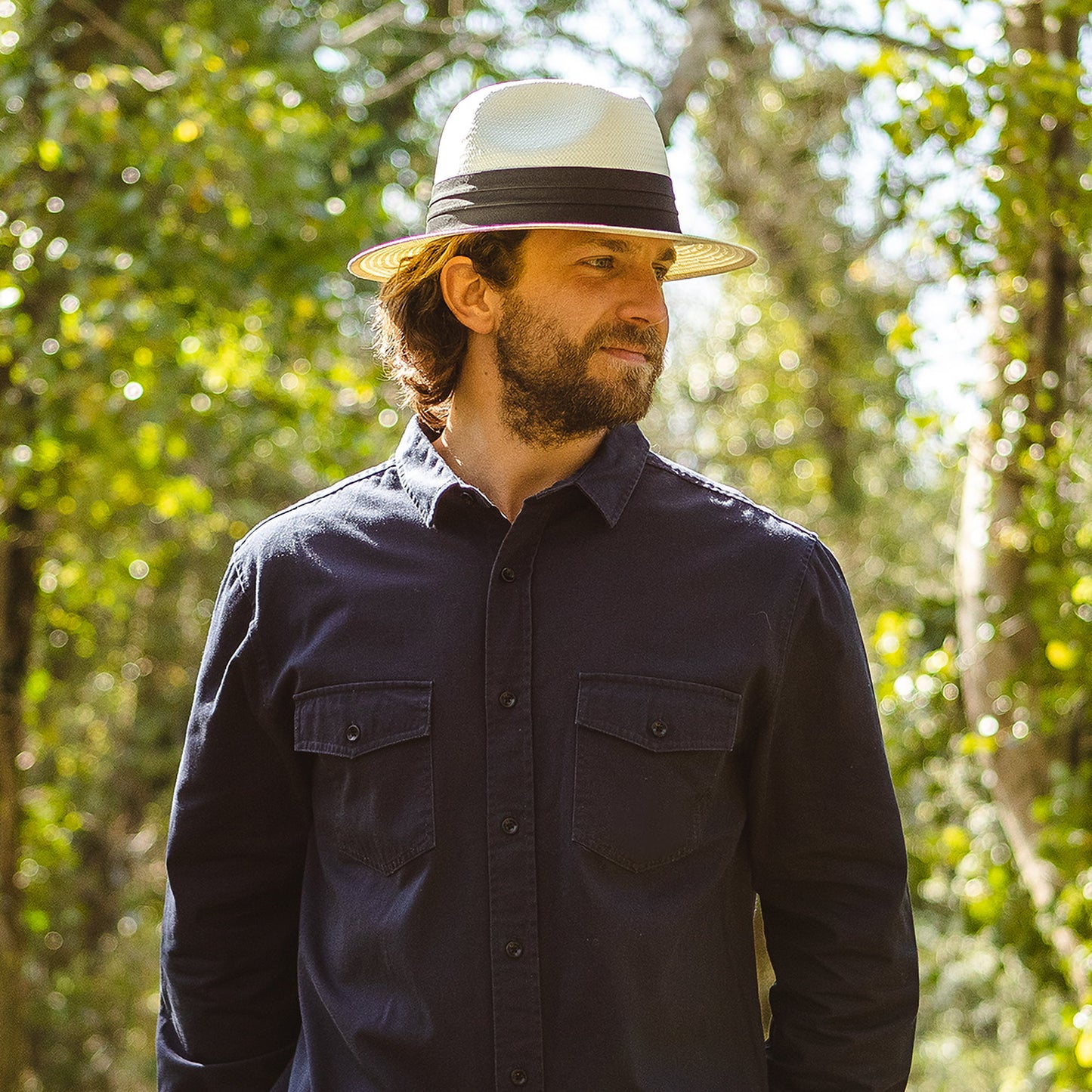 Chapeau Fedora Safari en Paille Toyo ivoire avec Bandeau noir JAXON & JAMES
