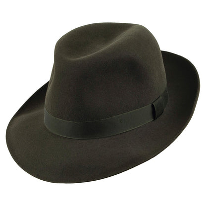 Chapeau Fedora en Fourrure Feutrée Foldaway vert foncé CHRISTYS