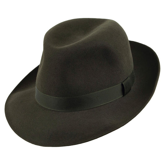 Chapeau Fedora en Fourrure Feutrée Foldaway vert foncé CHRISTYS