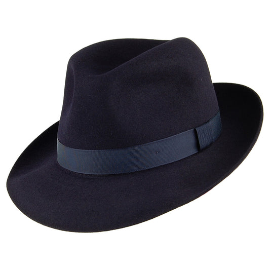 Chapeau Fedora en Fourrure Feutrée Foldaway bleu marine CHRISTYS