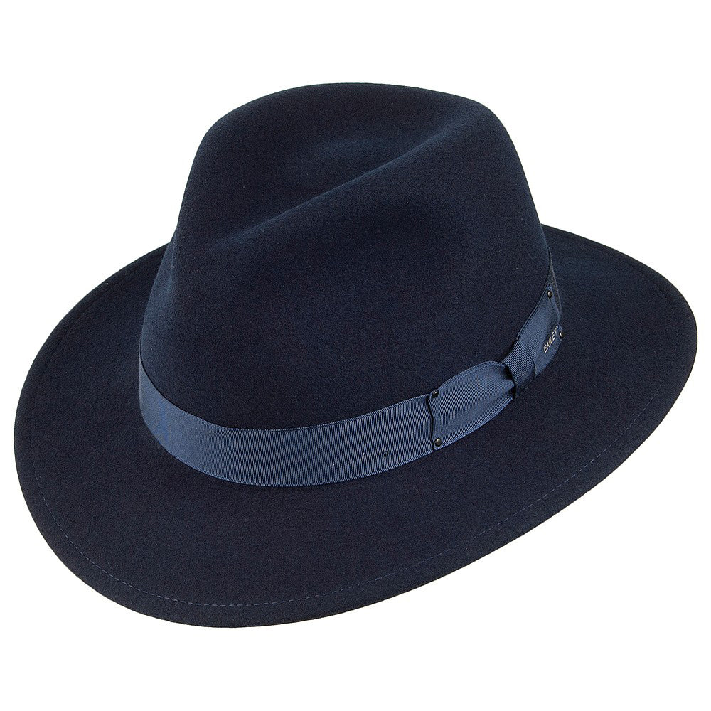 Chapeau Fedora en Laine Feutrée Déformable Hydrofuge Curtis bleu marine BAILEY