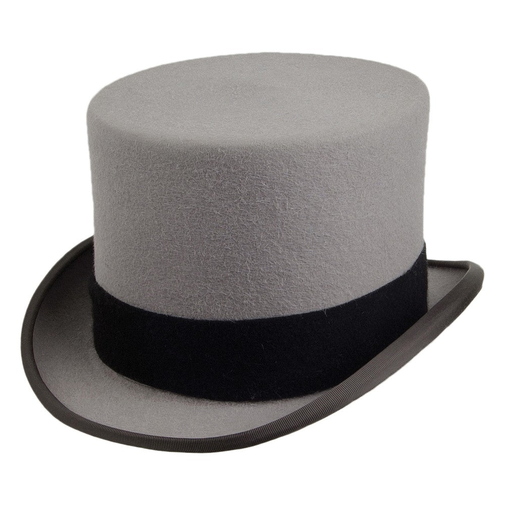 Chapeau Haut de Forme en Fourrure Feutrée Ascot gris CHRISTYS