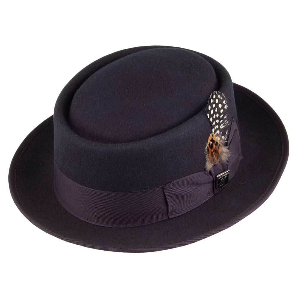 Chapeau Pork Pie en Laine Feutrée bleu marine STACY ADAMS