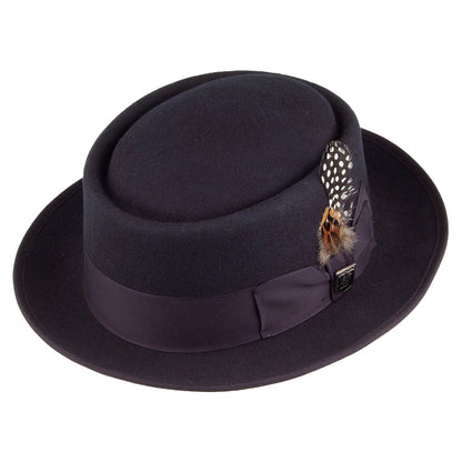 Chapeau Pork Pie en Laine Feutrée bleu marine STACY ADAMS