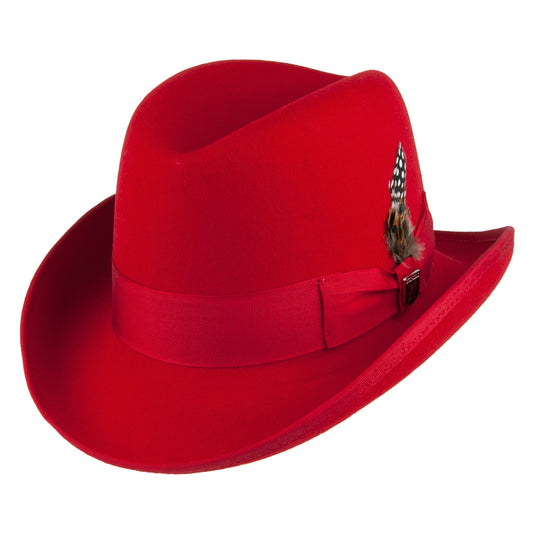 Chapeau Homburg en Laine Feutrée rouge STACY ADAMS