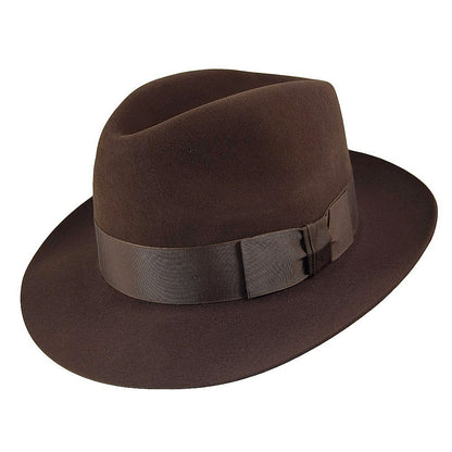 Chapeau Fedora en Fourrure Feutrée Knightsbridge marron CHRISTYS