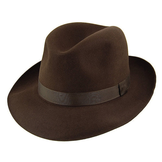 Chapeau Fedora en Fourrure Feutrée Foldaway marron CHRISTYS