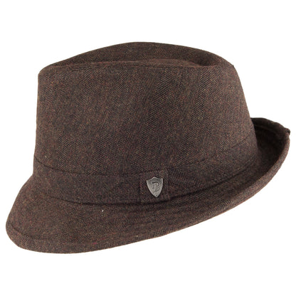Chapeau Trilby en Laine Mélangée marron DORFMAN PACIFIC