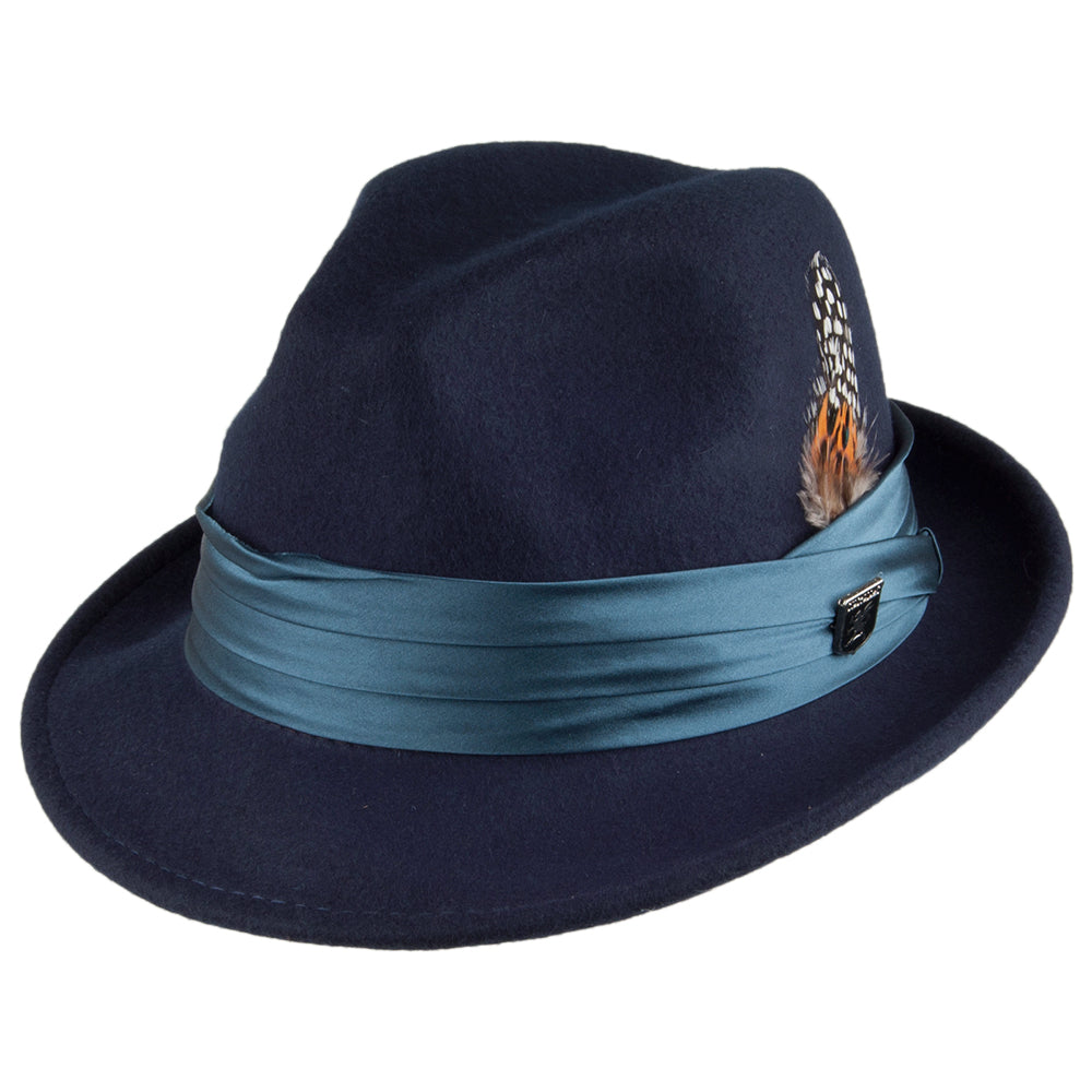 Chapeau Trilby en Laine Feutrée Déformable bleu marine STACY ADAMS