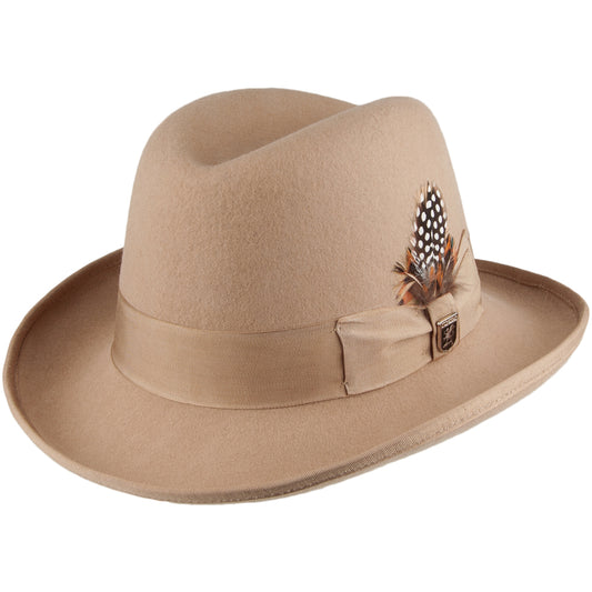 Chapeau Homburg en Laine Feutrée camel STACY ADAMS