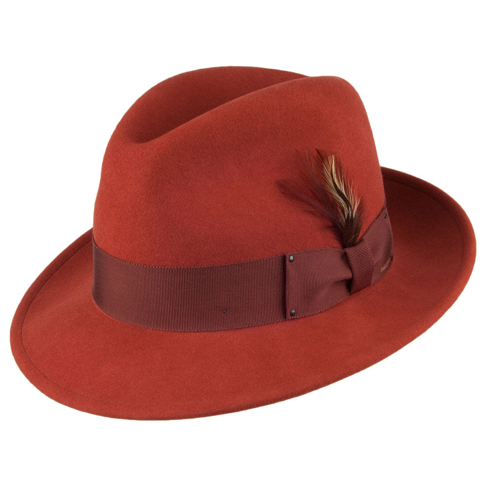 Chapeau Fedora en Laine Feutrée Déformable Hydrofuge Blixen rouille BAILEY